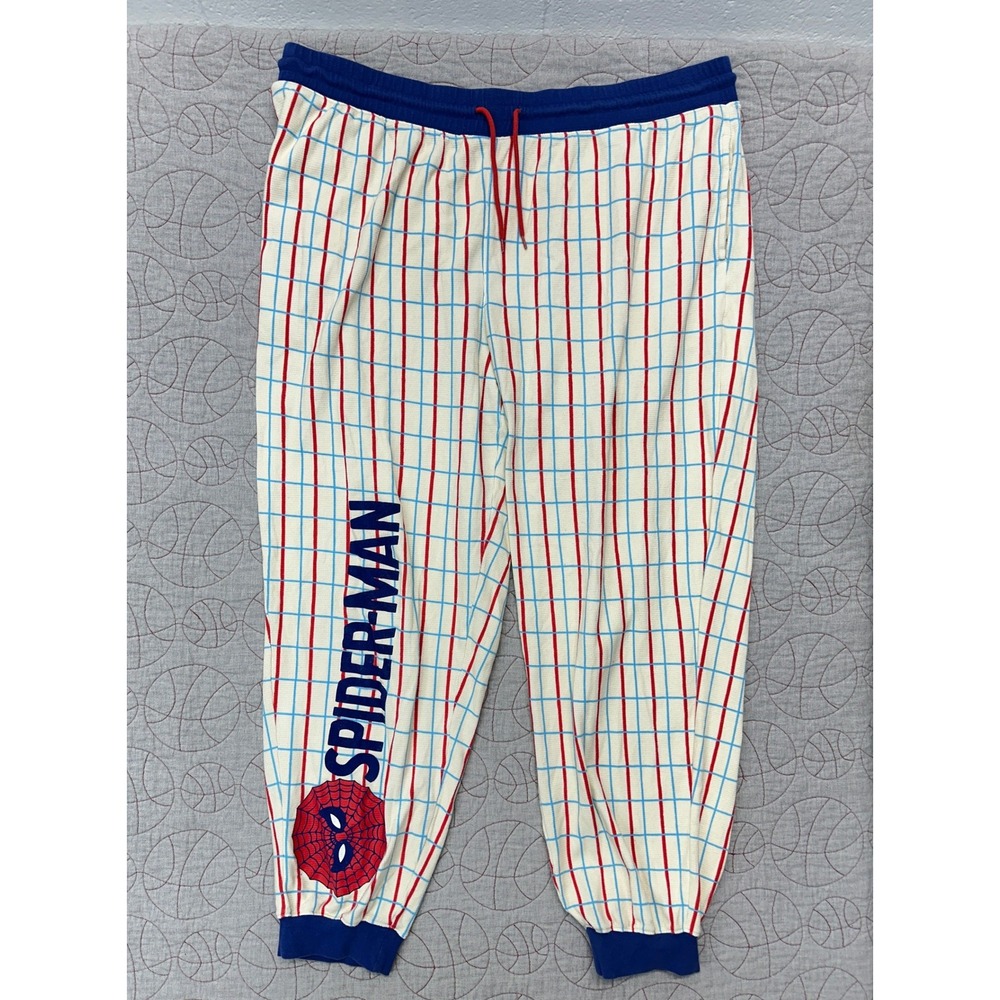 Marvel Pajama Pants White Spider-Man Grid Waffle Knit / Men's XXXL